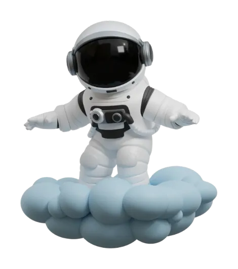 Astronaut standing on a cloud